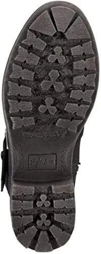 Style & Co. Womens miiah Leather Almond Toe Ankle Fashion Boots, Black, Size 8.0