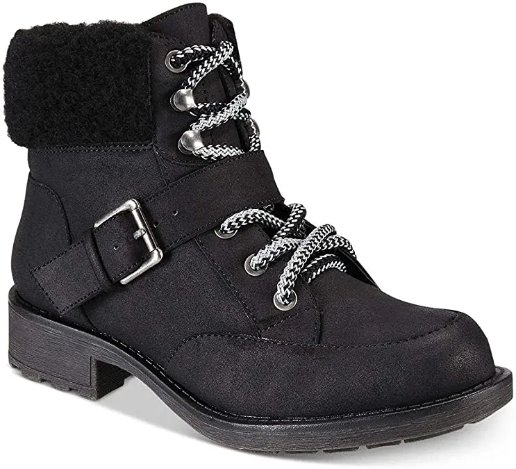 Style & Co. Womens miiah Leather Almond Toe Ankle Fashion Boots, Black, Size 8.0