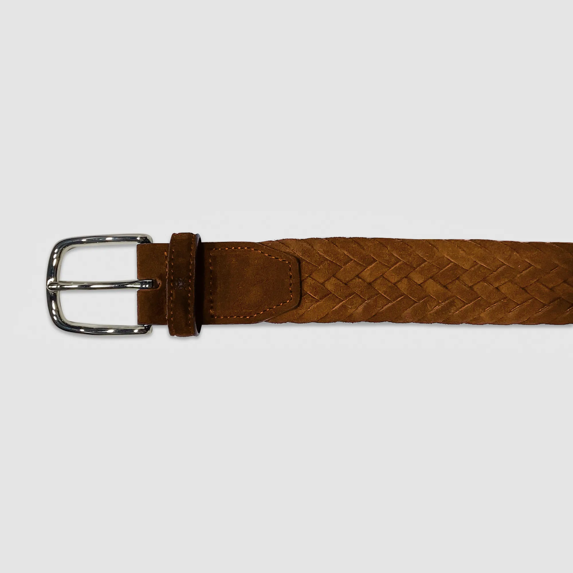 Suede Braded Belt  Brown