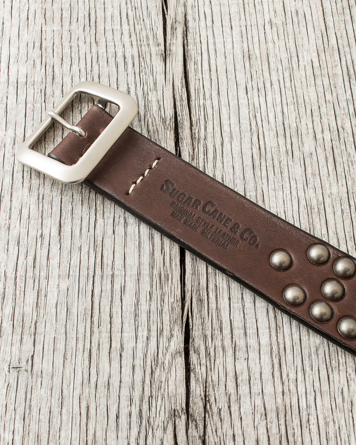 Sugar Cane & Co. Brown Studded Leather Belt SC02322