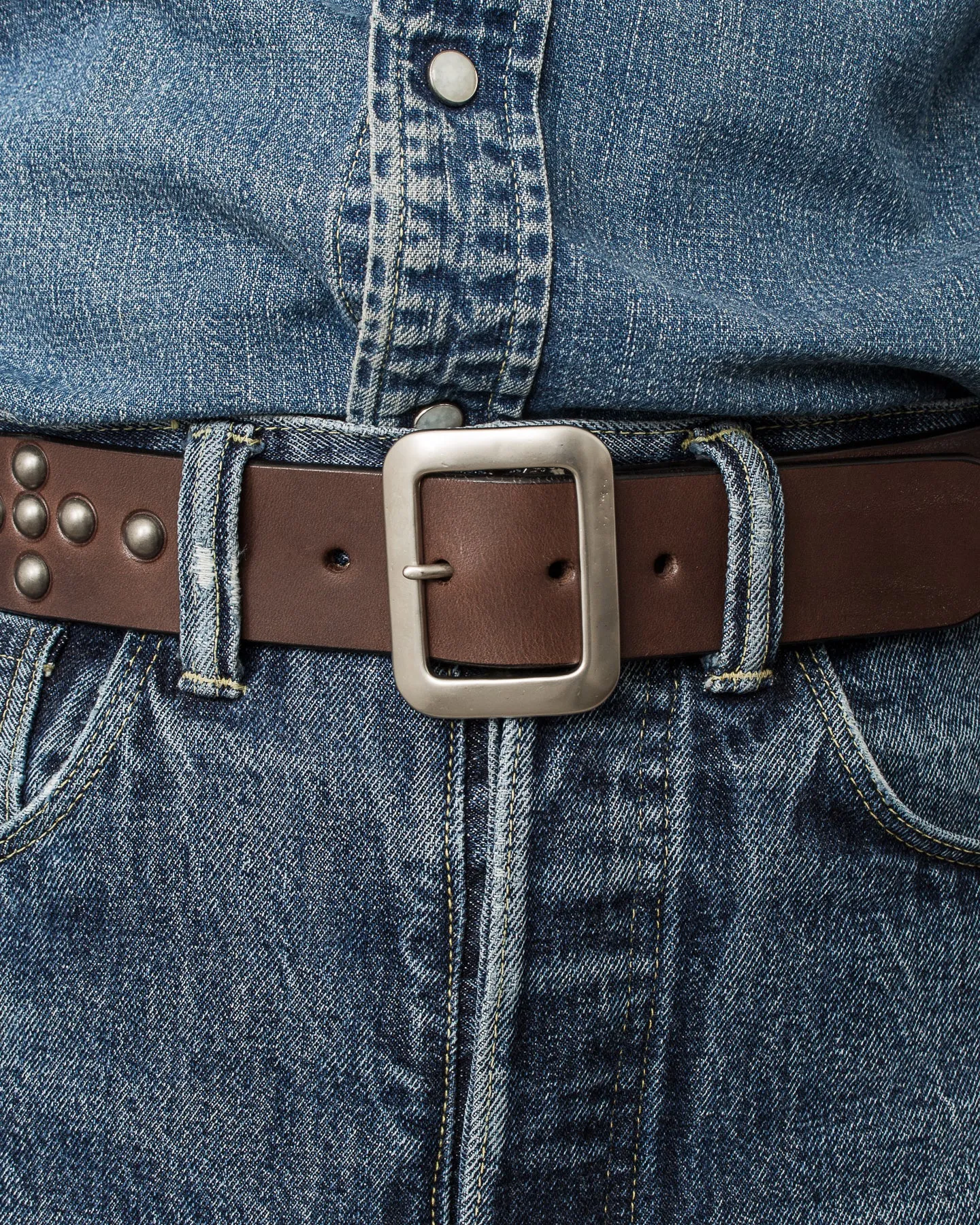 Sugar Cane & Co. Brown Studded Leather Belt SC02322