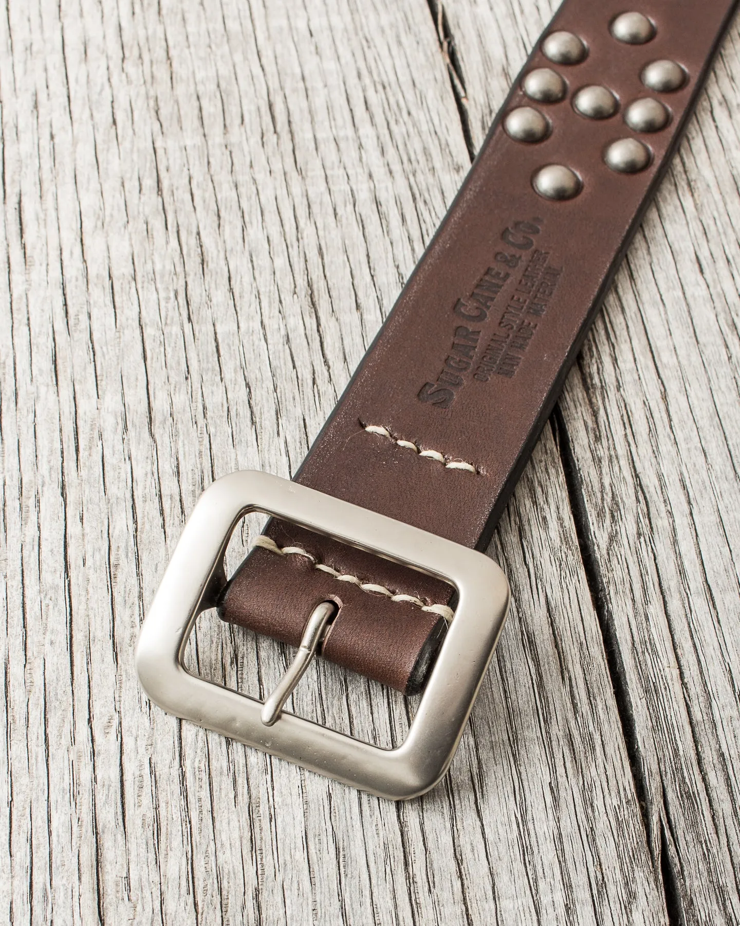 Sugar Cane & Co. Brown Studded Leather Belt SC02322