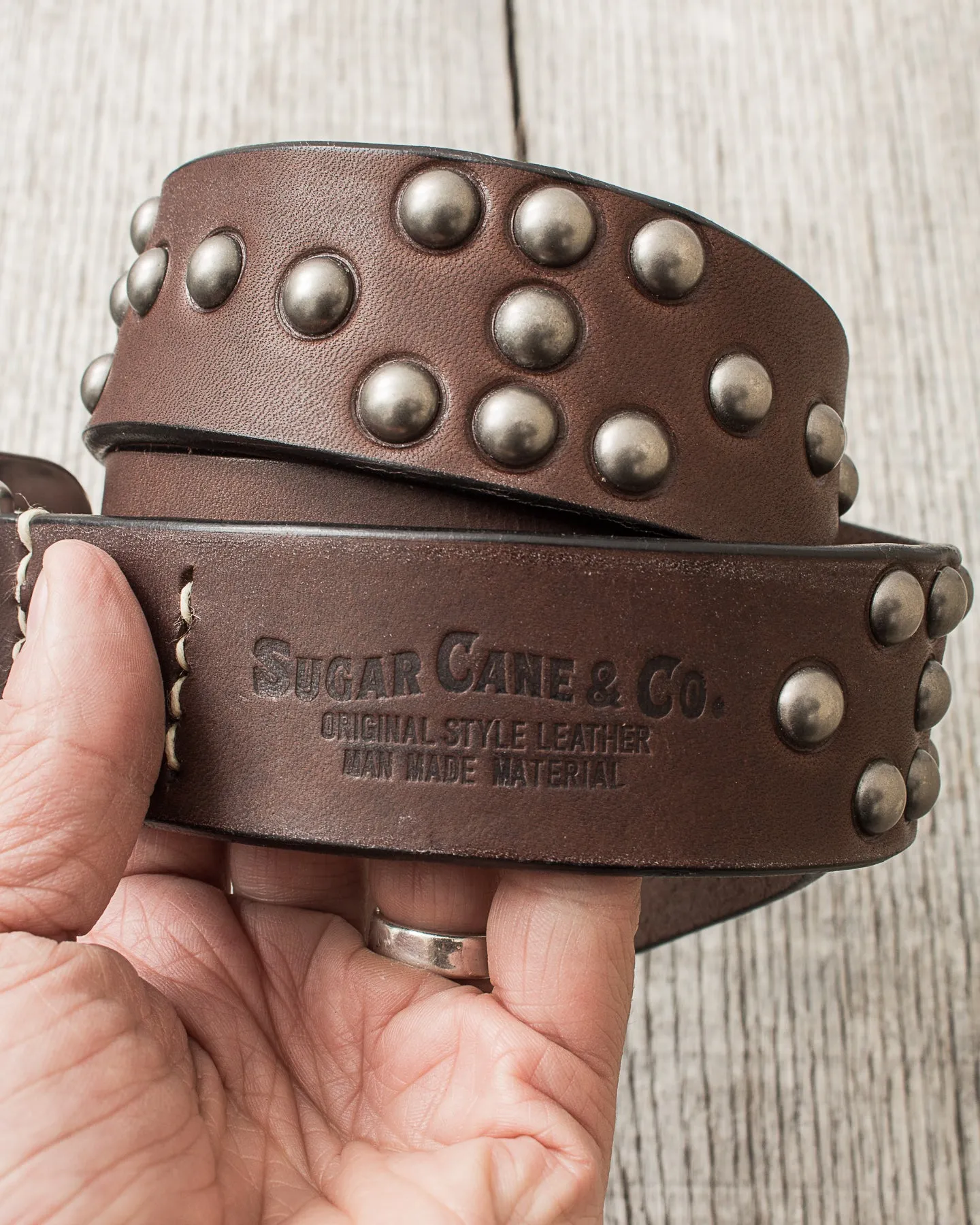 Sugar Cane & Co. Brown Studded Leather Belt SC02322
