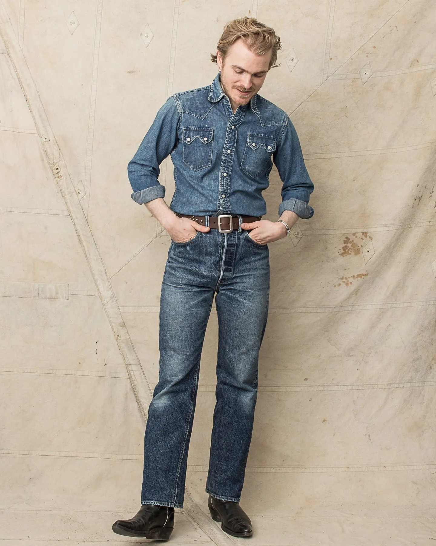 Sugar Cane & Co. Brown Studded Leather Belt SC02322