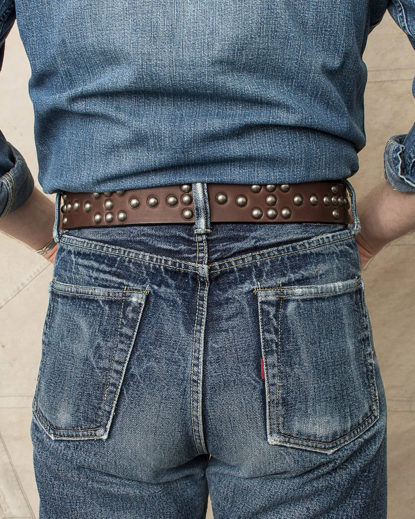 Sugar Cane & Co. Brown Studded Leather Belt SC02322