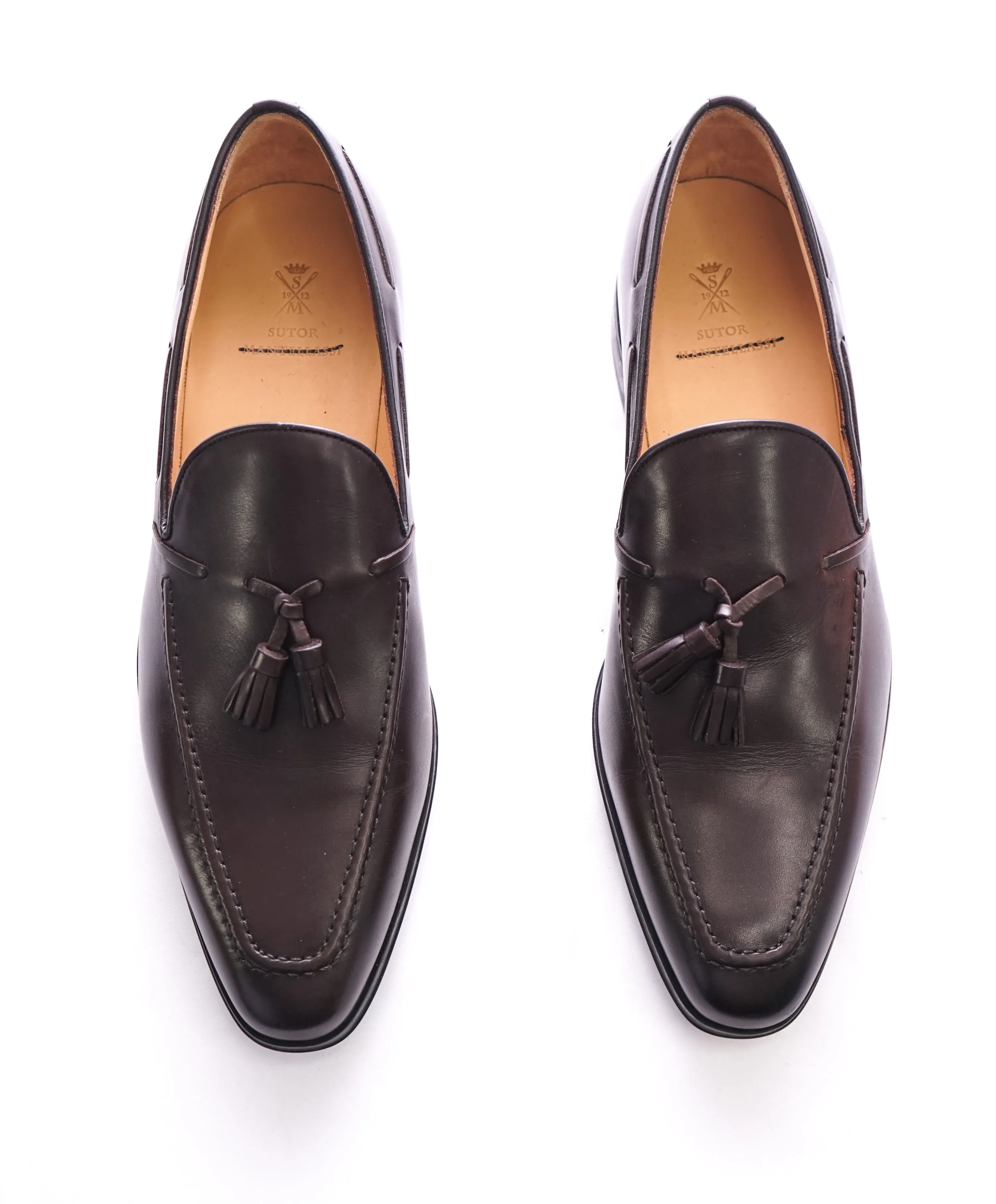 SUTOR MANTELLASSI - Brown Slim Silhouette Tassel Loafers  - 9 US