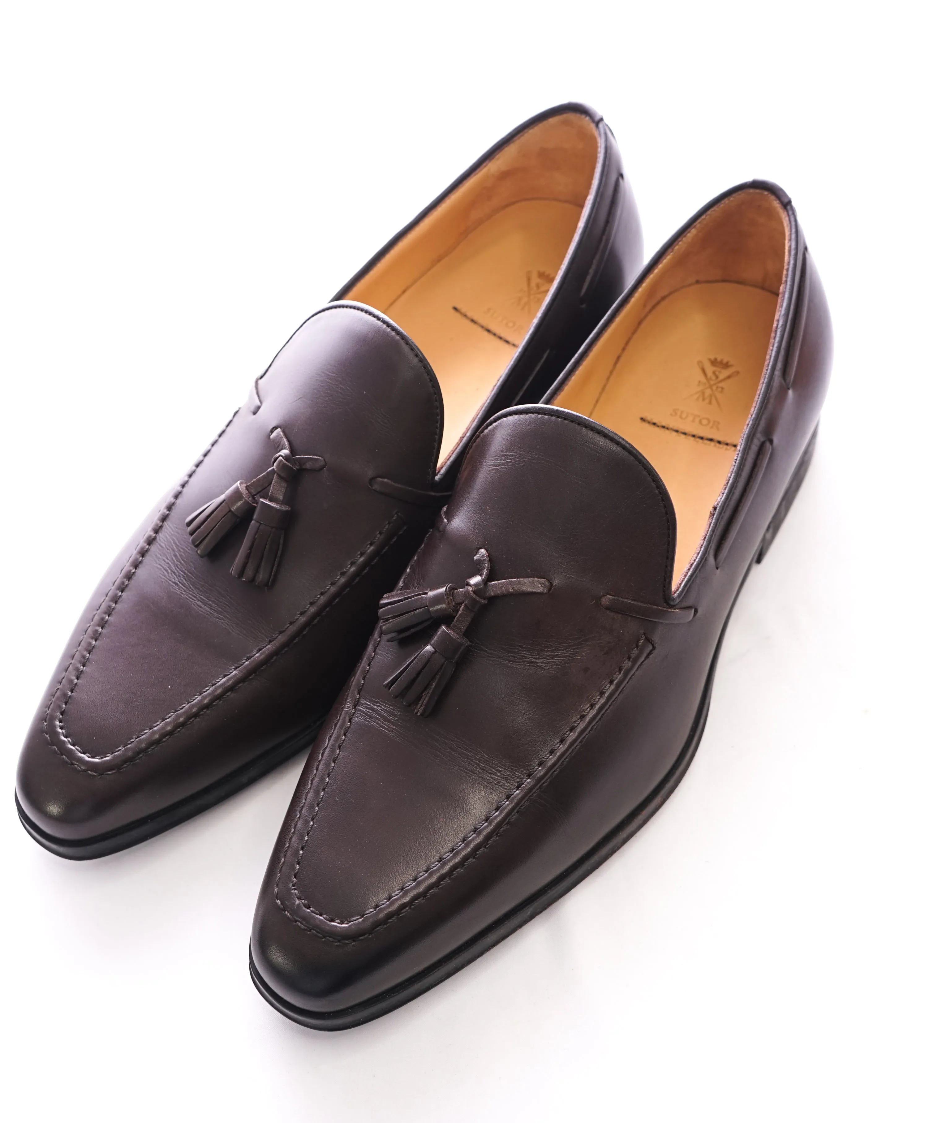 SUTOR MANTELLASSI - Brown Slim Silhouette Tassel Loafers  - 9 US