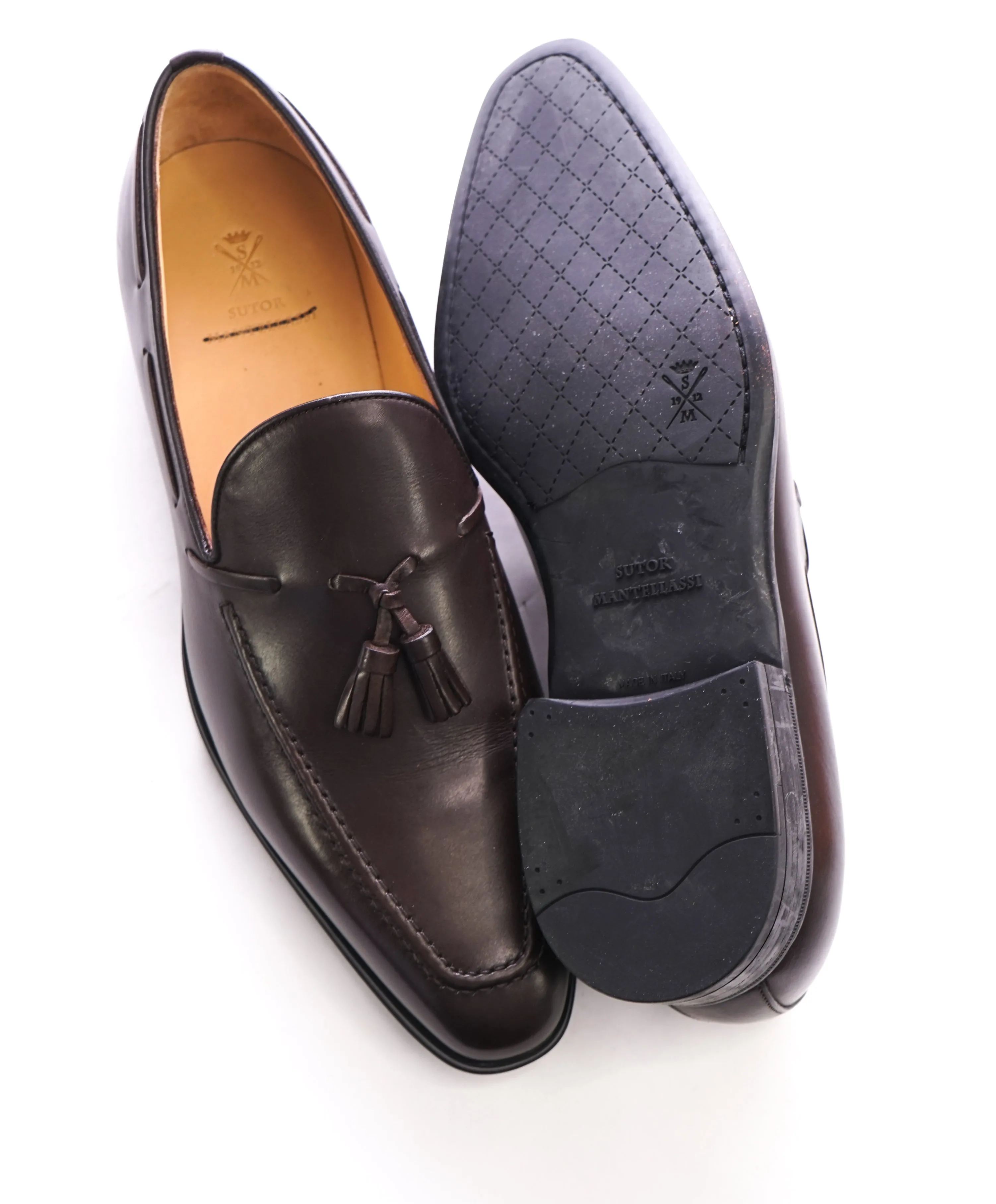 SUTOR MANTELLASSI - Brown Slim Silhouette Tassel Loafers  - 9 US