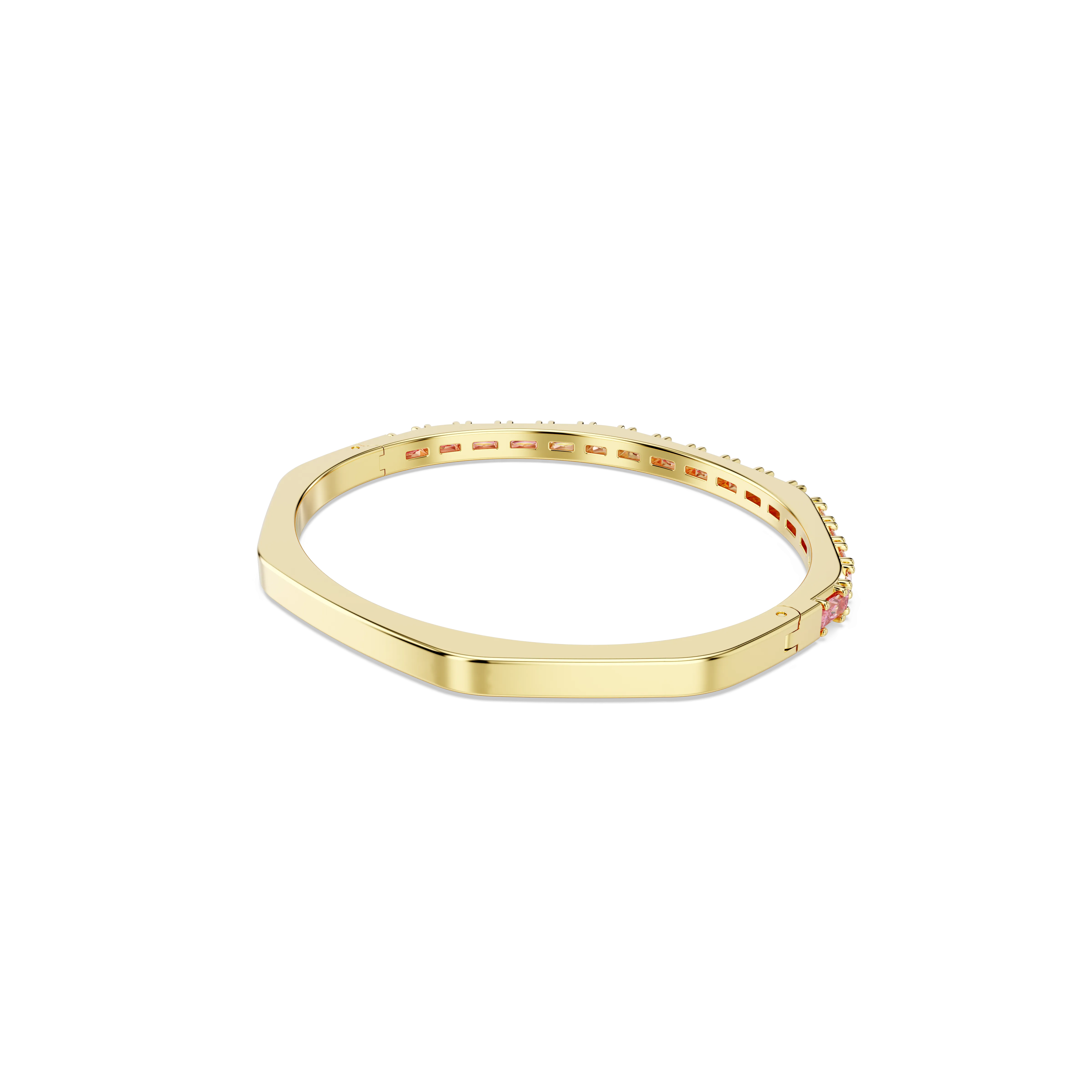 Swarovski Gold Tone Pink Matrix Baguette Cut Bangle