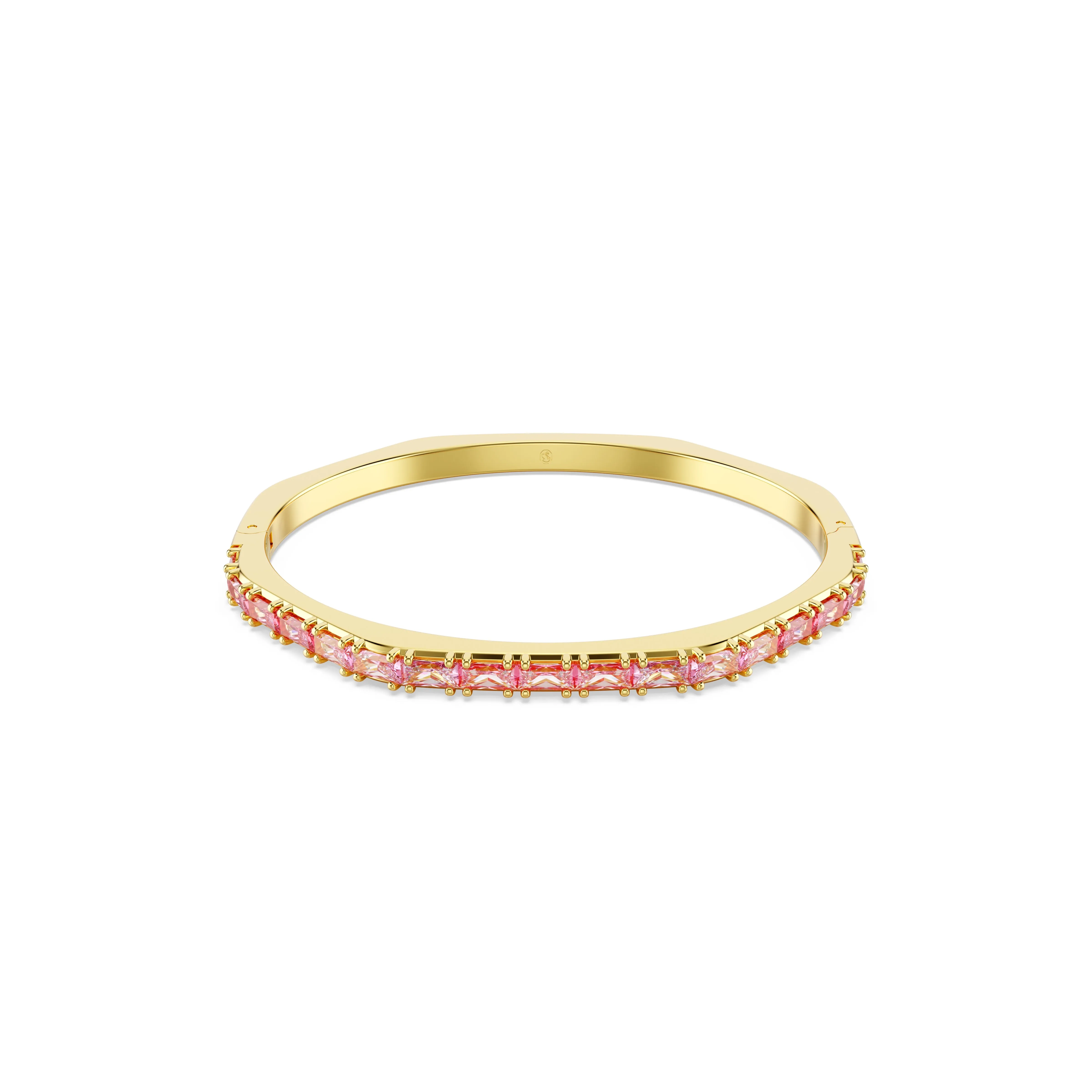 Swarovski Gold Tone Pink Matrix Baguette Cut Bangle