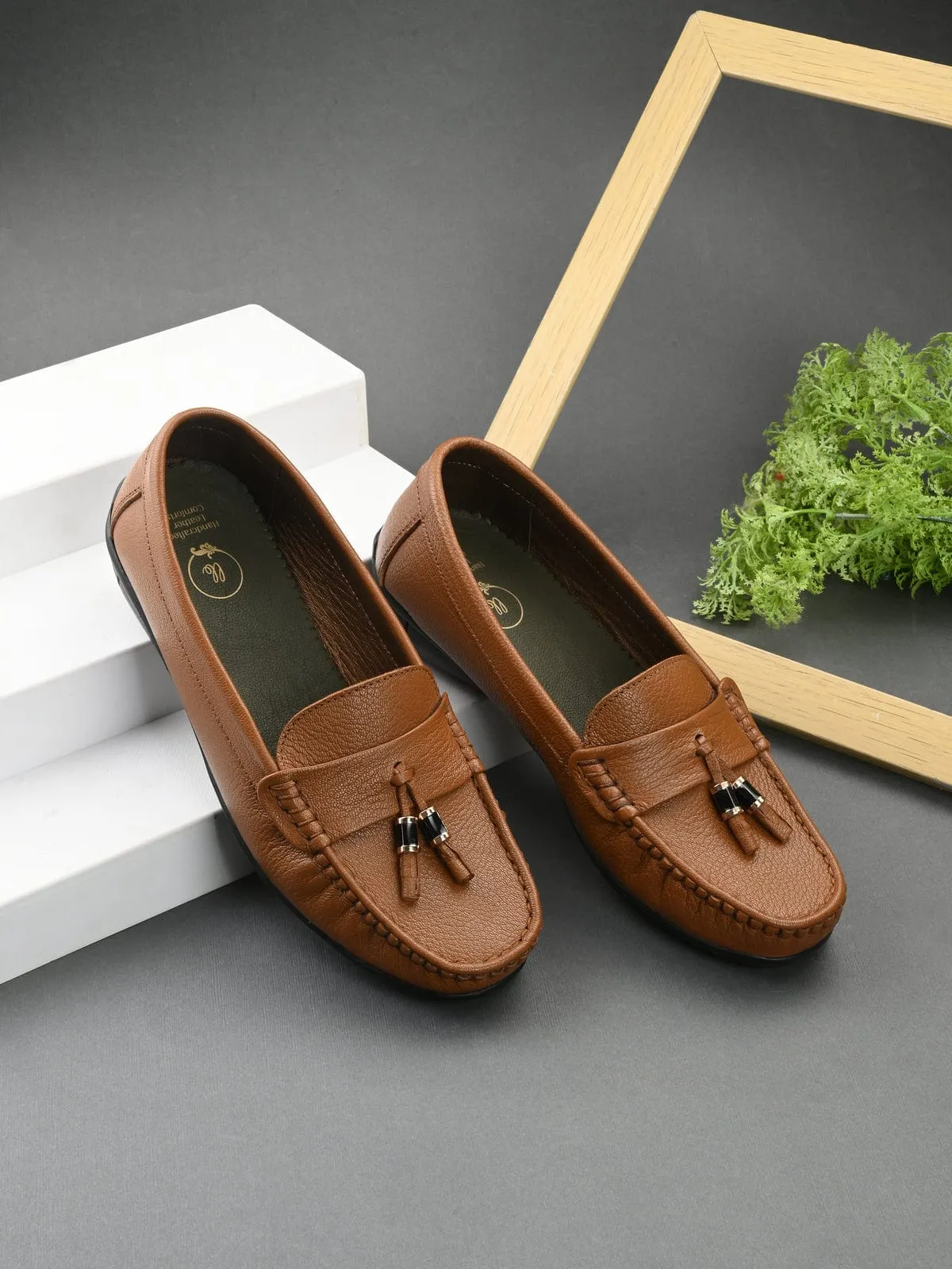 Sydney Tassel Tan Leather Loafers