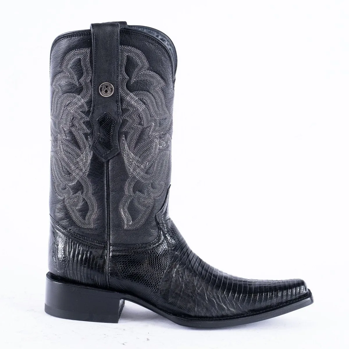 TANNER MARK EXOTIC LEATHER Lizard Black Cowboy Boots Euro Toe