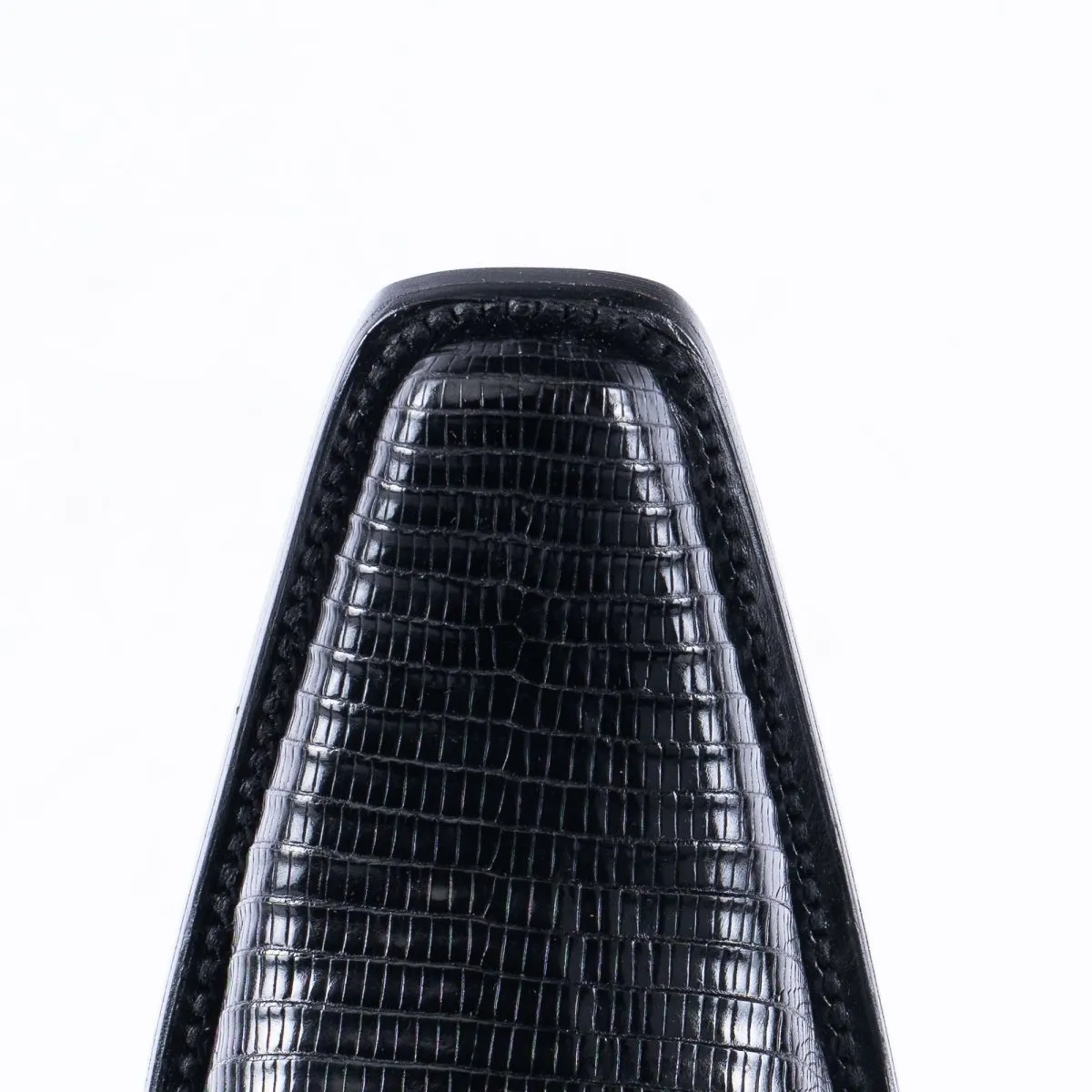 TANNER MARK EXOTIC LEATHER Lizard Black Cowboy Boots Euro Toe
