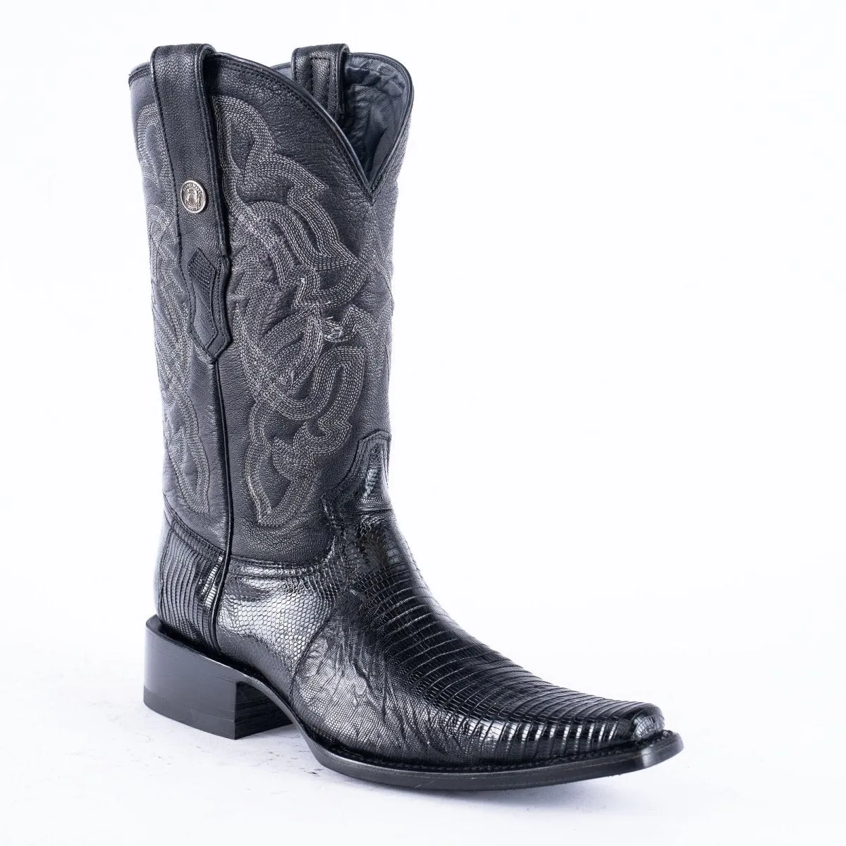 TANNER MARK EXOTIC LEATHER Lizard Black Cowboy Boots Euro Toe
