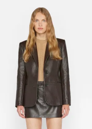 The Femme Leather Blazer (Espresso)