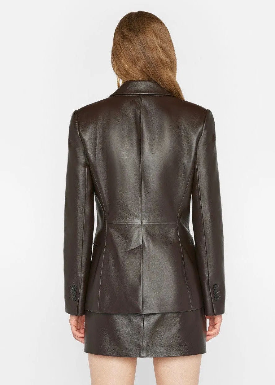 The Femme Leather Blazer (Espresso)