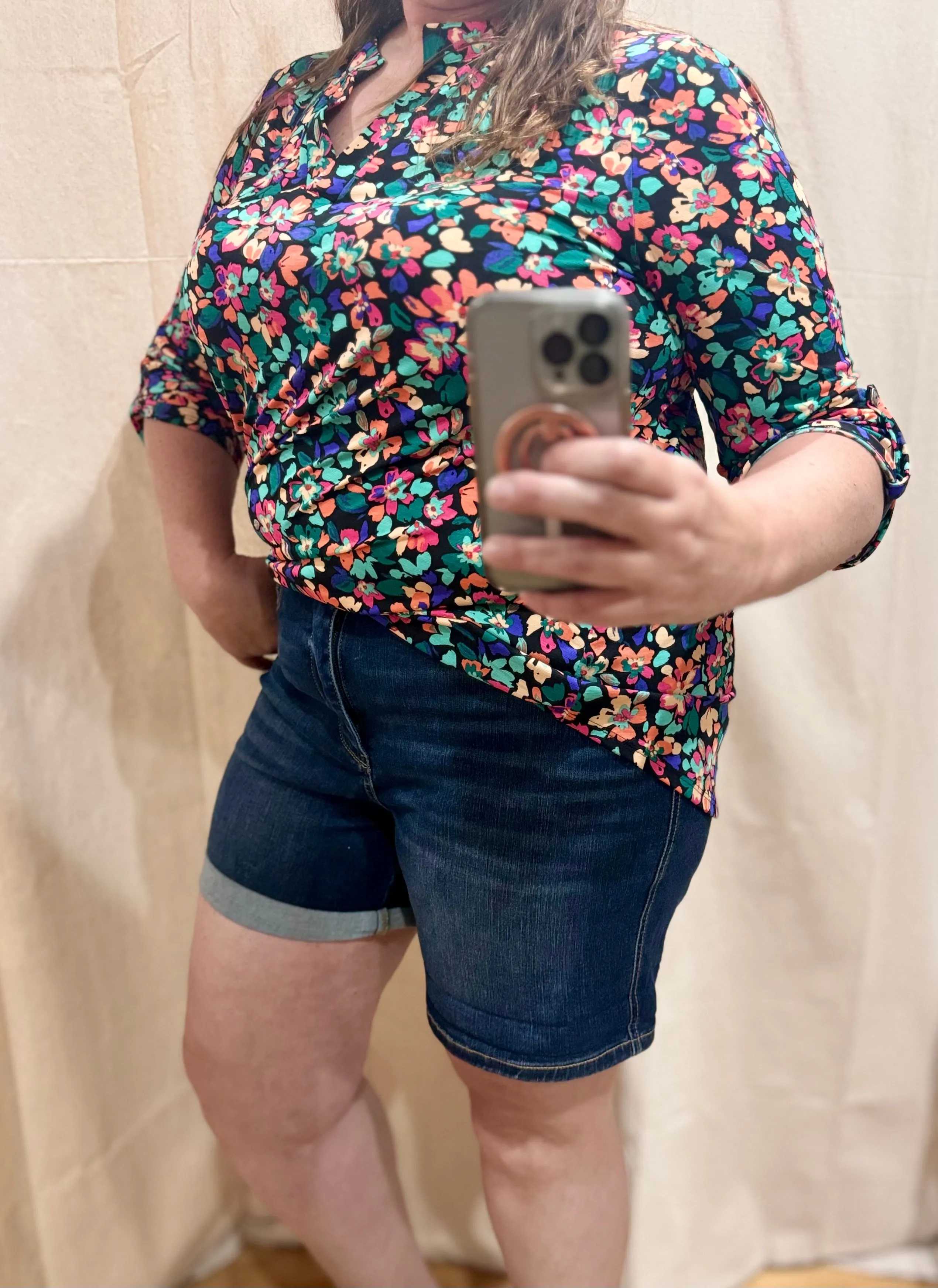The Remi High Waist Tummy Control Cool Denim Shorts by Judy Blue