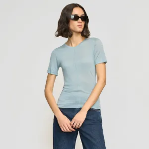 Thea Semi-Sheer Tencel Crew-Neck Tee