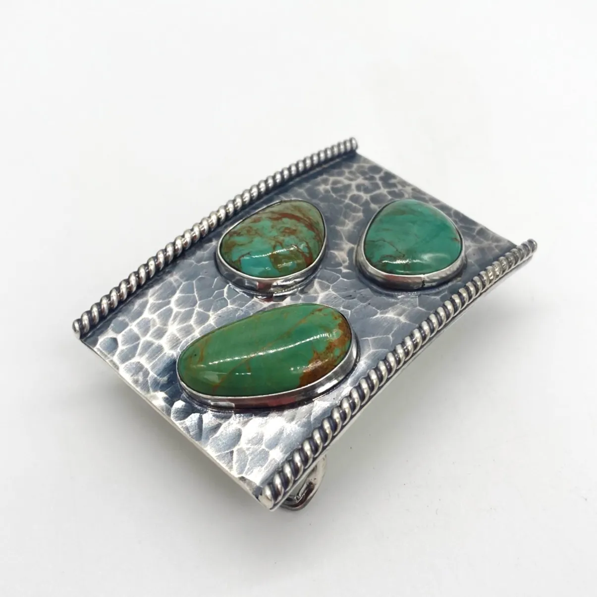 Three Stone Sterling Silver Belt Buckle