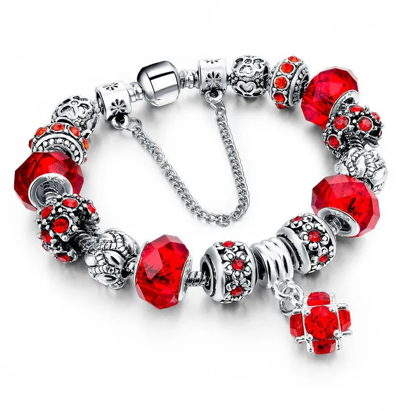 Tibetan Silver Blue Crystal Charm Bracelets