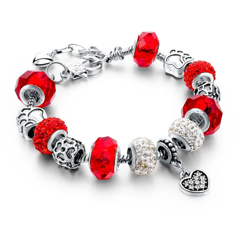 Tibetan Silver Blue Crystal Charm Bracelets