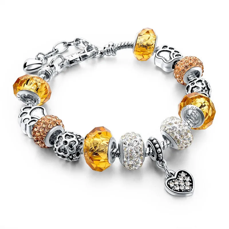 Tibetan Silver Blue Crystal Charm Bracelets