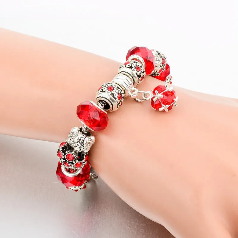 Tibetan Silver Blue Crystal Charm Bracelets