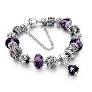 Tibetan Silver Blue Crystal Charm Bracelets