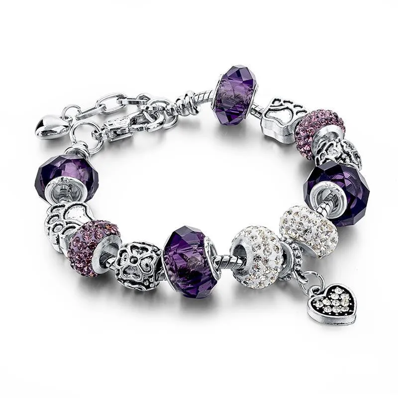 Tibetan Silver Blue Crystal Charm Bracelets