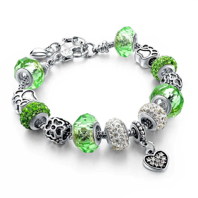 Tibetan Silver Blue Crystal Charm Bracelets