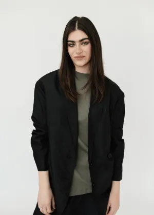 Tibi Crispy Nylon Liam Blazer in Black