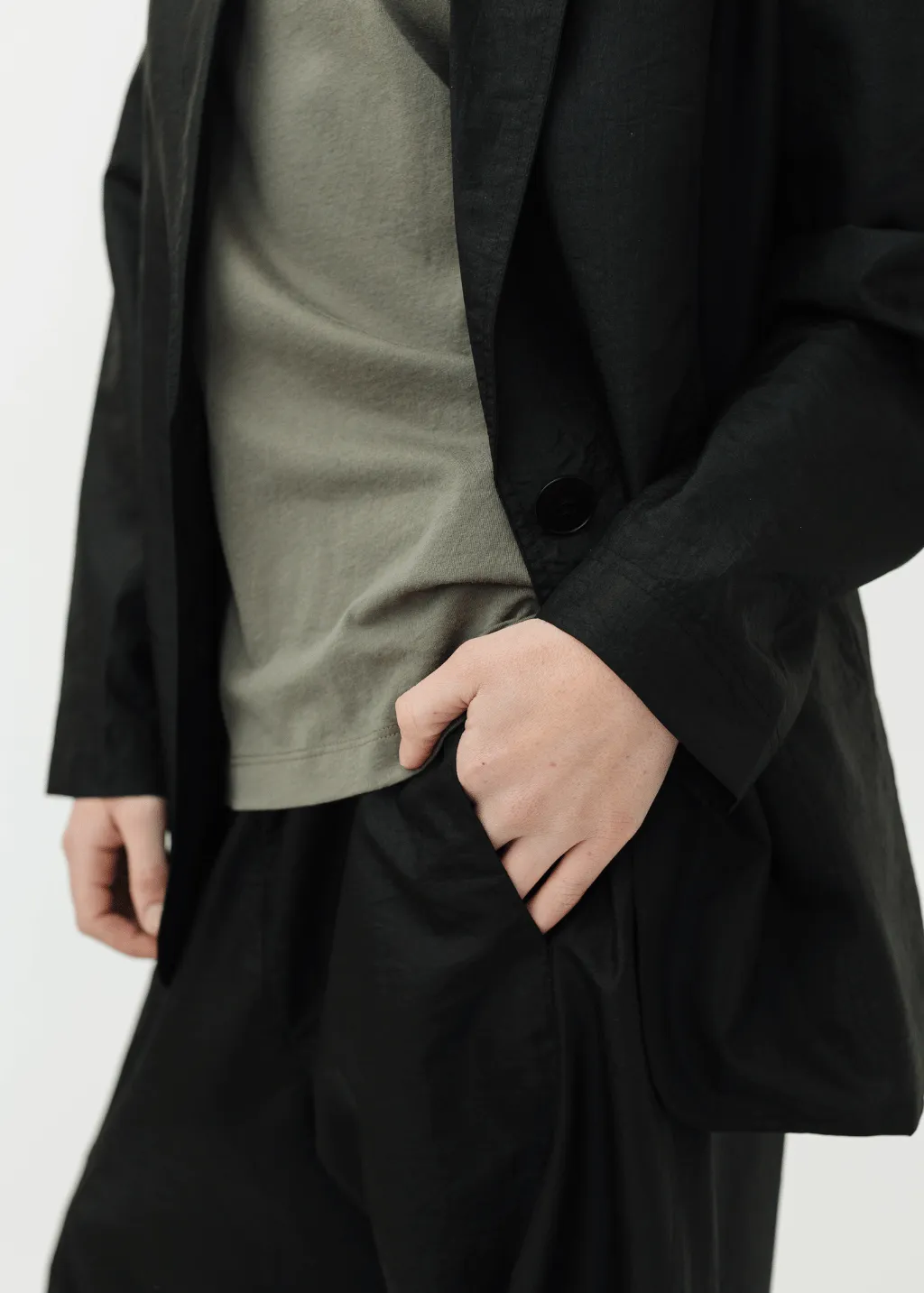 Tibi Crispy Nylon Liam Blazer in Black