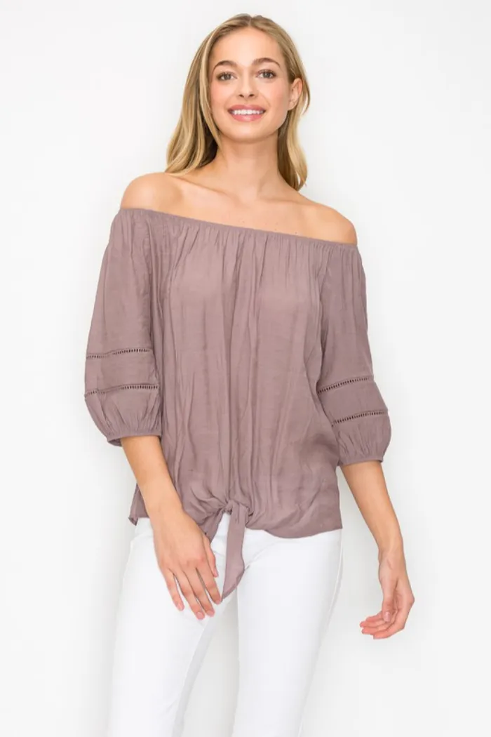 Tie Front Off Shoulder Top