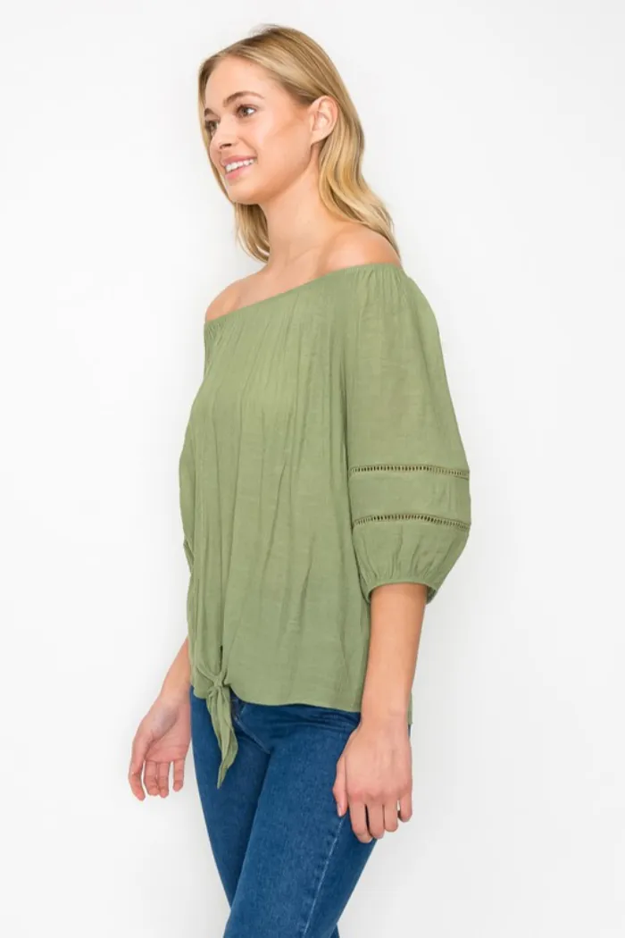 Tie Front Off Shoulder Top