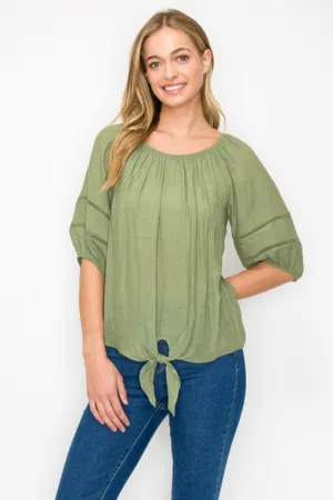 Tie Front Off Shoulder Top