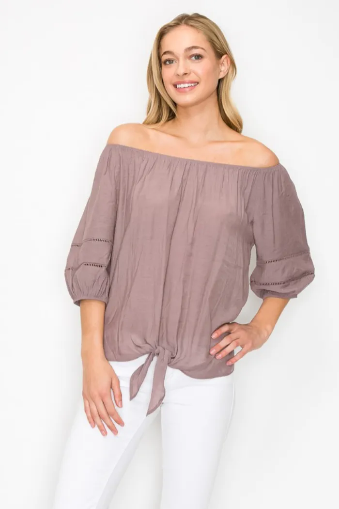 Tie Front Off Shoulder Top