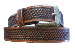 Tooled Belt With Longhorns & Stars