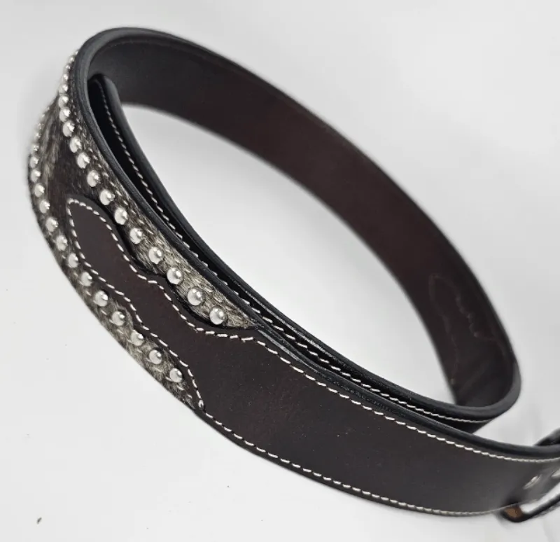 Toprail Equine Belt Gunsmoke Hair on Hide