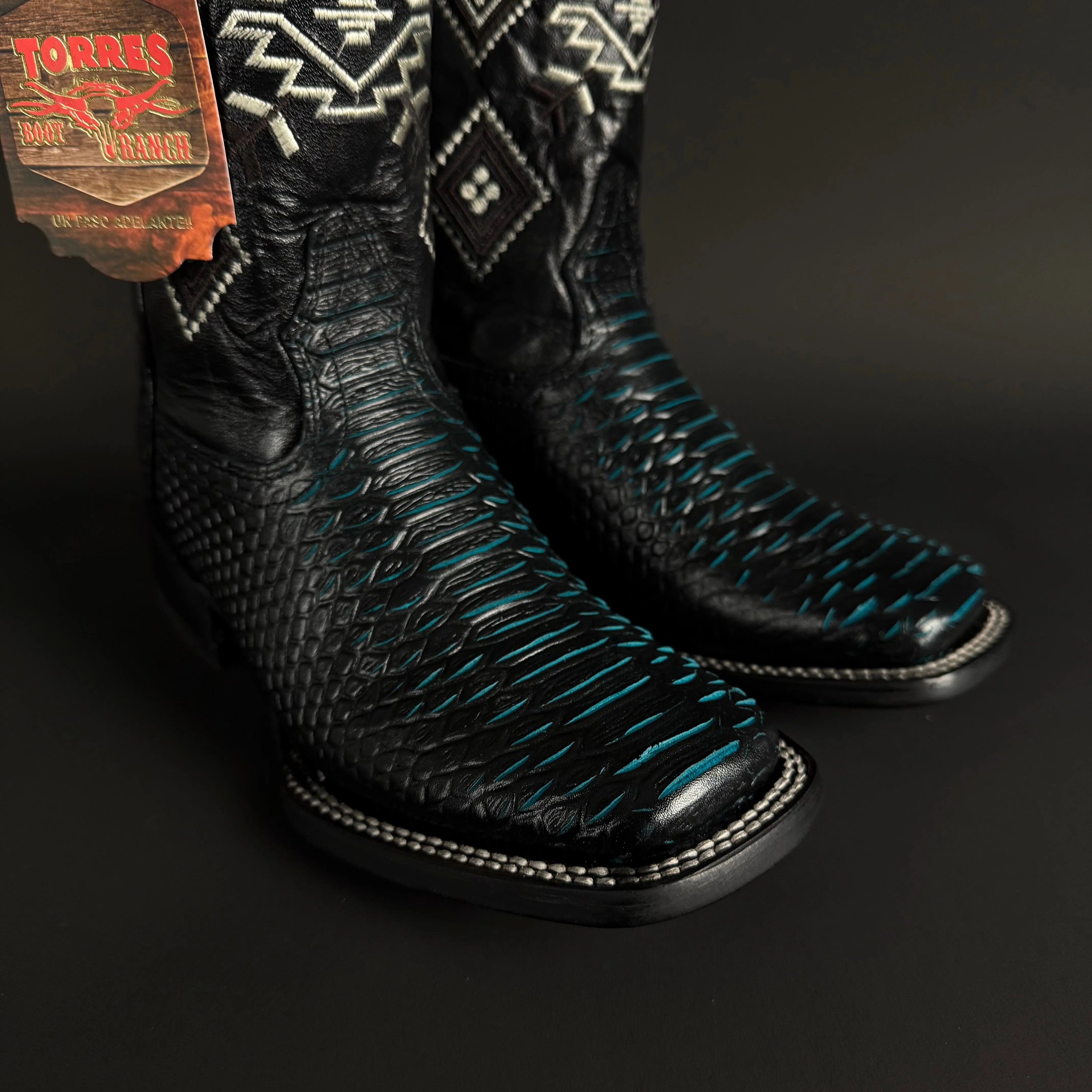 Torres Boot Ranch - Python Print - Black/Acua