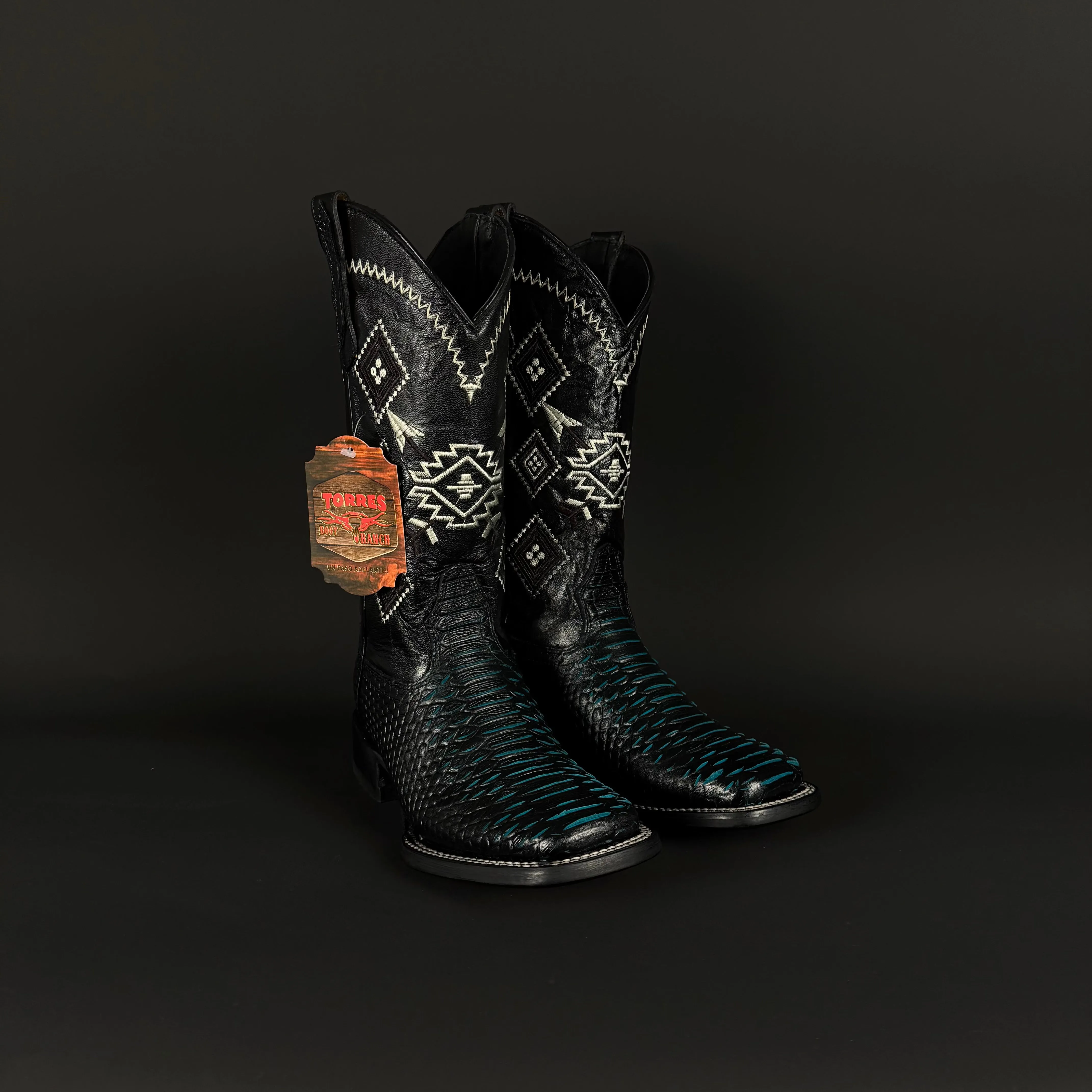 Torres Boot Ranch - Python Print - Black/Acua