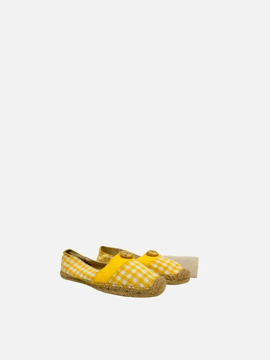 TORY BURCH Espadrille Yellow & White Gingham Flats 38