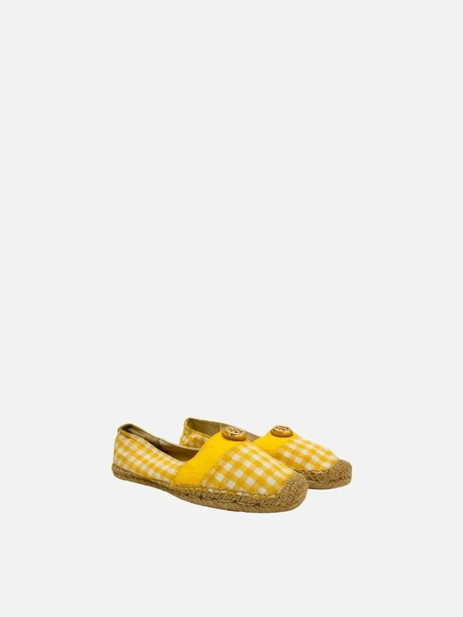 TORY BURCH Espadrille Yellow & White Gingham Flats 38