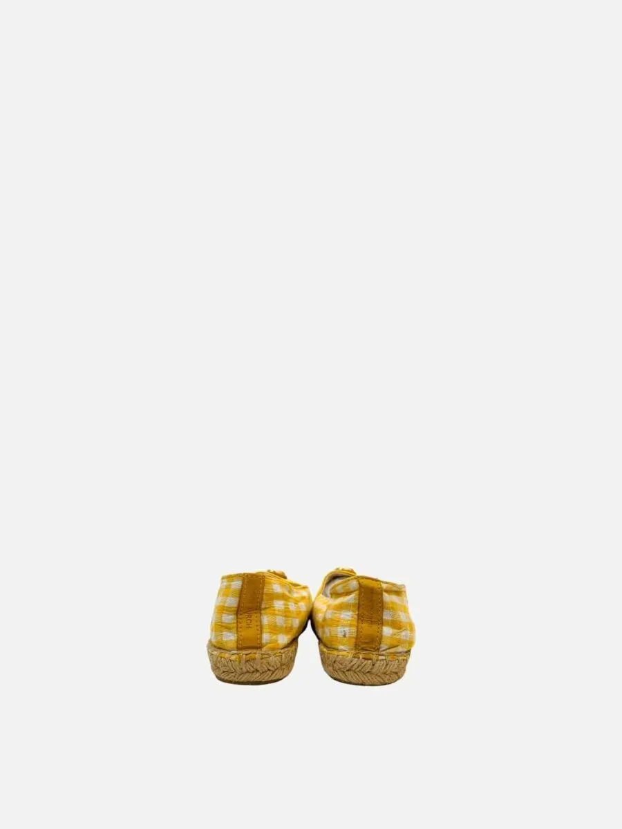 TORY BURCH Espadrille Yellow & White Gingham Flats 38
