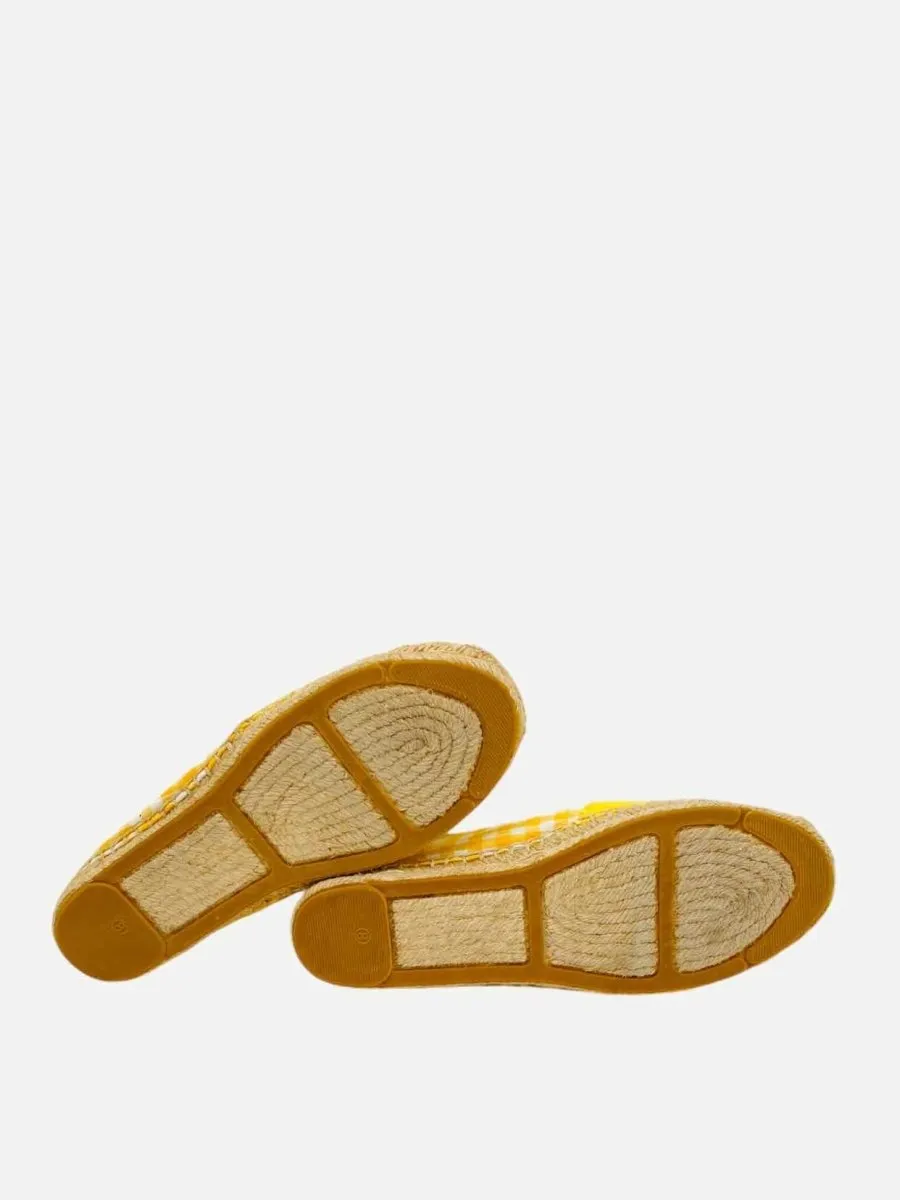TORY BURCH Espadrille Yellow & White Gingham Flats 38