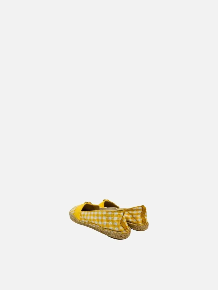 TORY BURCH Espadrille Yellow & White Gingham Flats 38