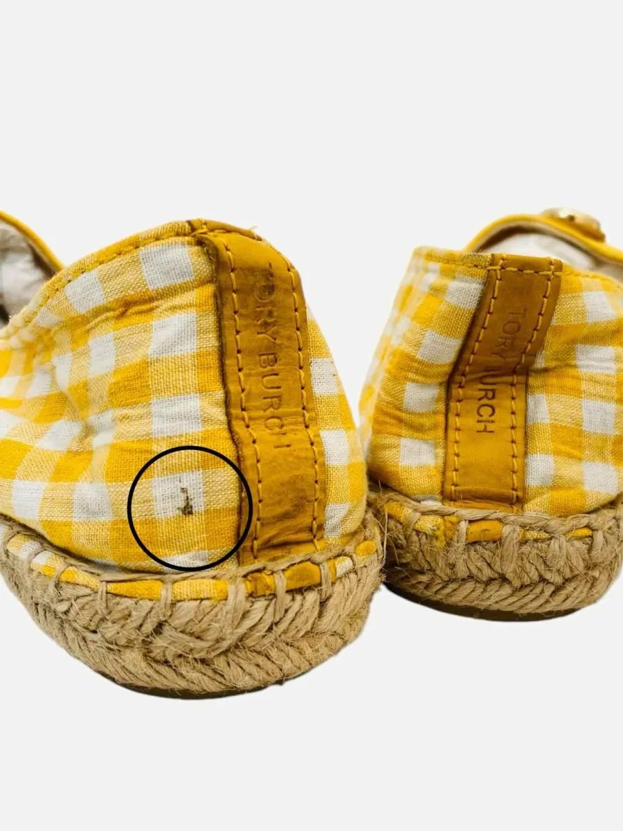 TORY BURCH Espadrille Yellow & White Gingham Flats 38