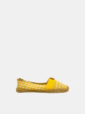TORY BURCH Espadrille Yellow & White Gingham Flats 38
