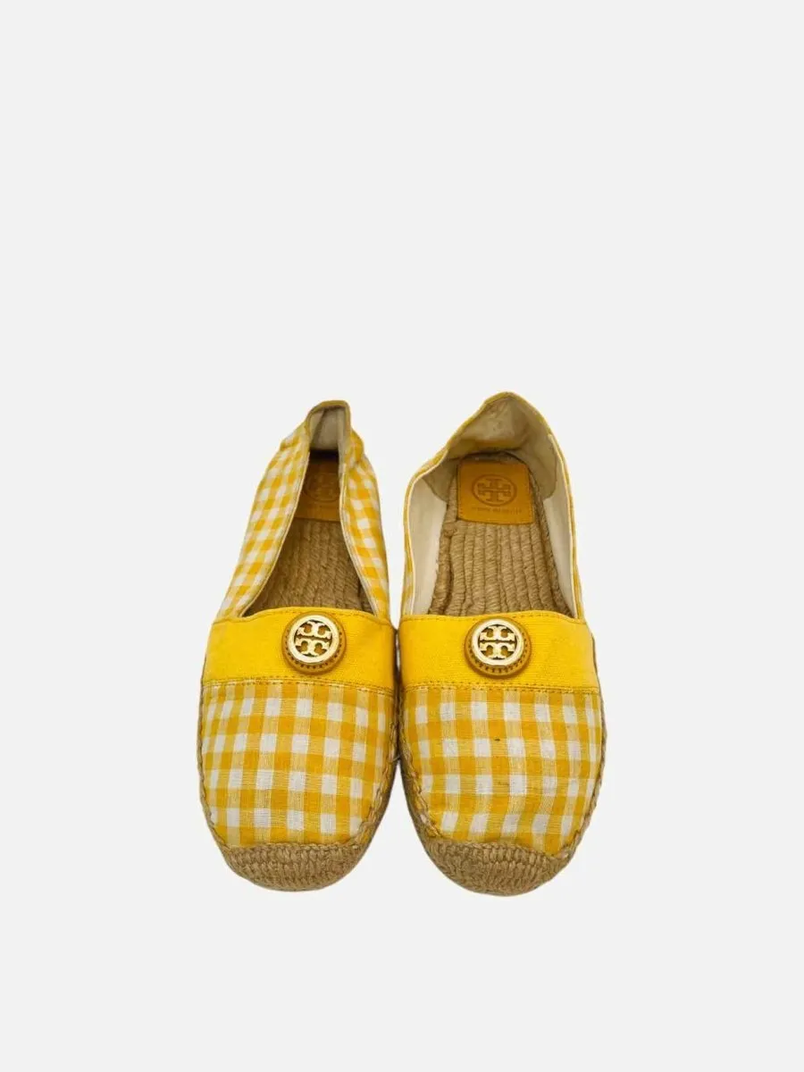 TORY BURCH Espadrille Yellow & White Gingham Flats 38