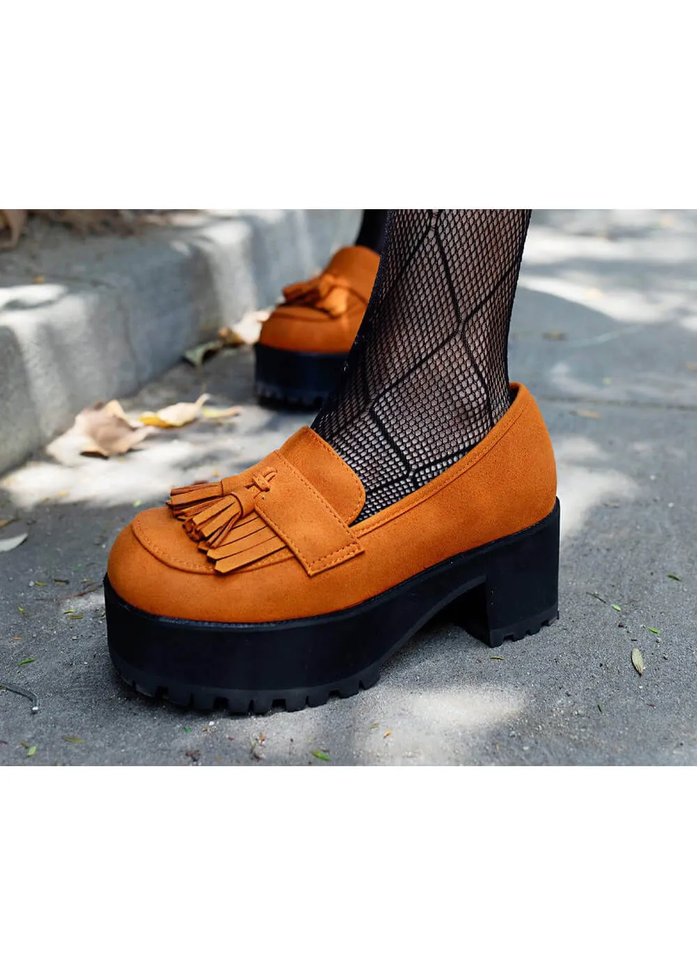 T.U.K Tassel Plateau Loafers Oranje