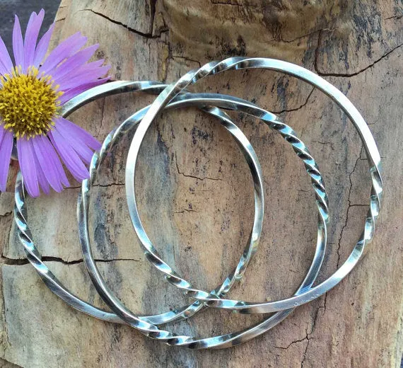 TWISTED Stacker Bangle Sterling Silver Bangle Bracelet